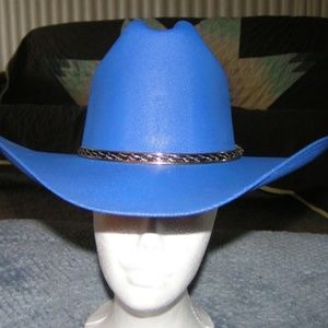 NWOT Blue Canvas Cowboy Cowgirl Hat Fixed Size